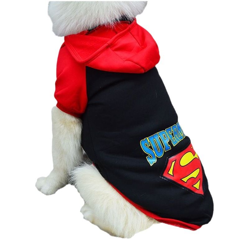 Pet Hoodie Sweatshirt Shine Superman Cotton Hooded Superman Blue 6XL (Bust 74CM)