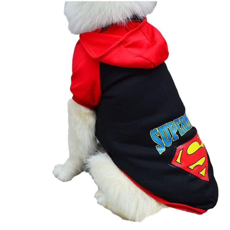 Pet Hoodie Sweatshirt Shine Superman Cotton Hooded Superman Blue 6XL (Bust 74CM)