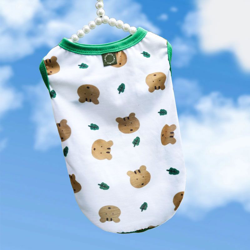 Shine Pet Vest Polyester Cartoon Dog Cat Clothing Vest stamp smile bear head 4XL (chest circumference 80 back length 55cm)