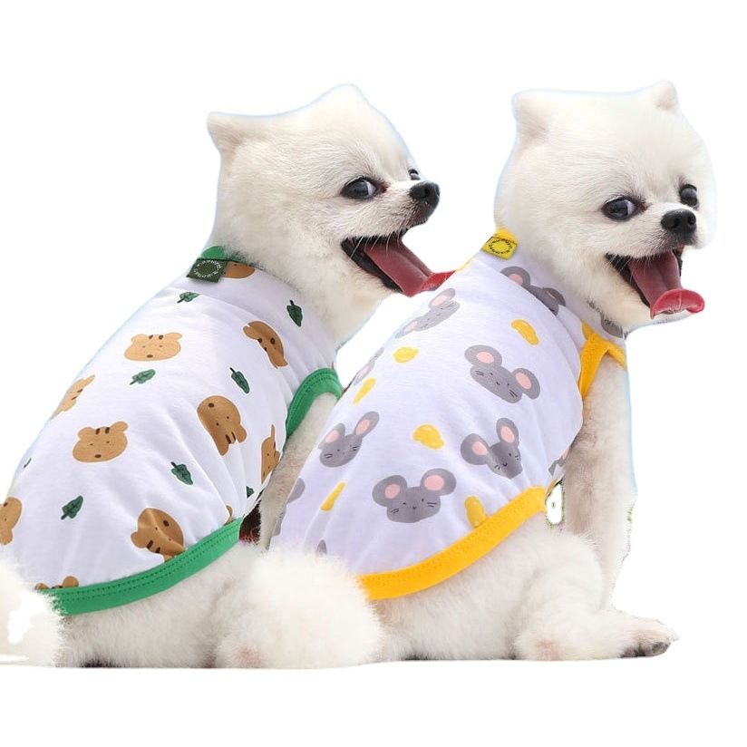 Shine Pet Vest Polyester Cartoon Dog Cat Clothing Vest Stamp smile 4XL (chest circumference 80 back length 55cm)