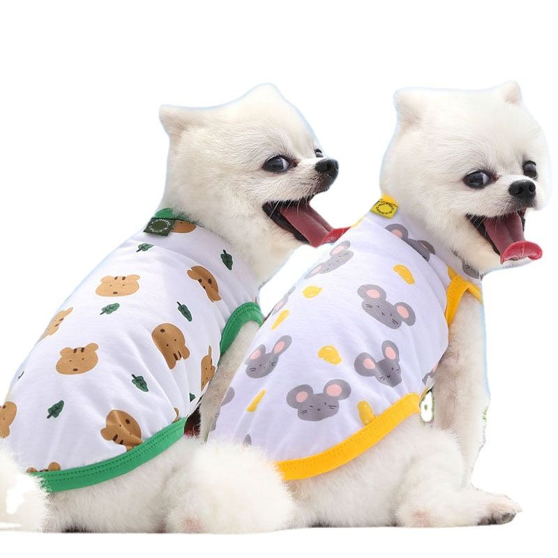 Shine Pet Vest Polyester Cartoon Dog Cat Clothing Vest Stamp smile 4XL (chest circumference 80 back length 55cm)
