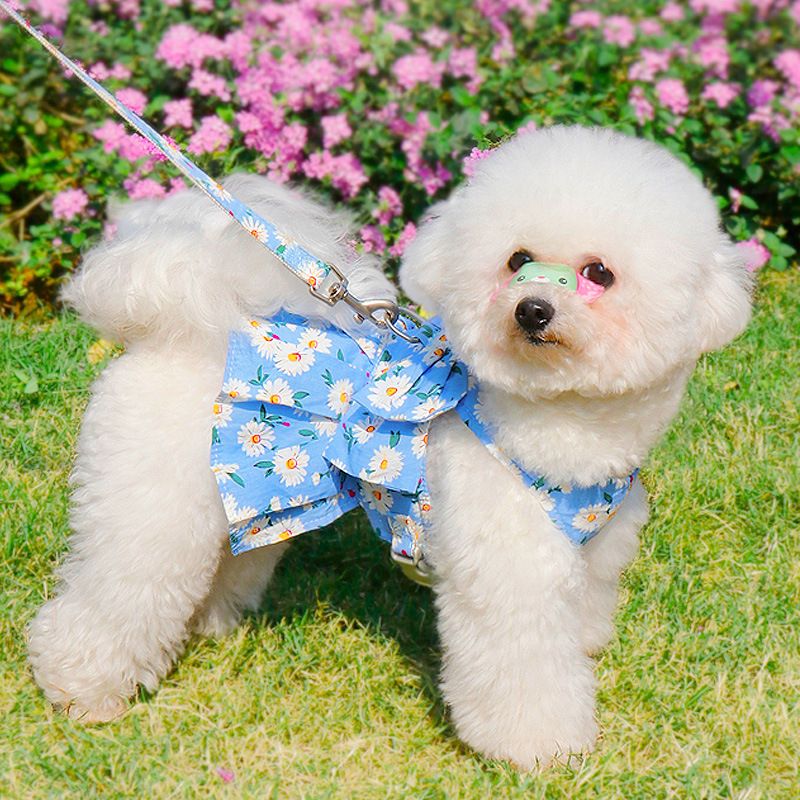 Zichen Vest Pet Harness Dog Cat Traction Rope Jk romantic pink + 1.2m traction rope M (recommended 4.00 kg-5.00 kg