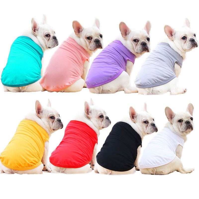 Cotton Pet Vest Dog Cat Clothing Small Large Pure cotton vest pure gray blue 4XL bust 70 back length 50cm