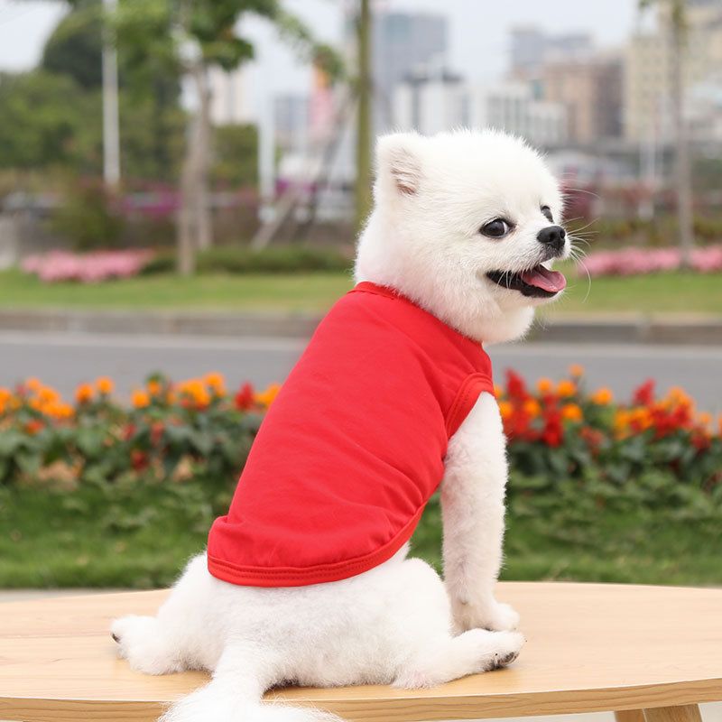 Cotton Pet Vest Clothing for Dogs and Cats by shine Pure cotton vest pure red L bust 45 back length 32cm