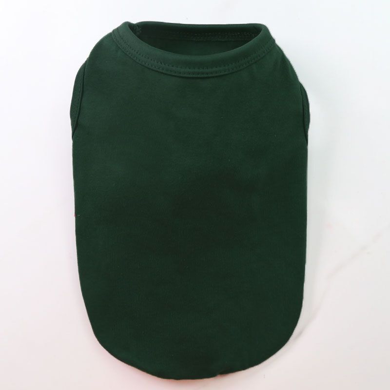 Cotton Pet Vest Clothing for Dogs and Cats by shine Pure cotton vest pure dark green XL bust 50 back length 37cm