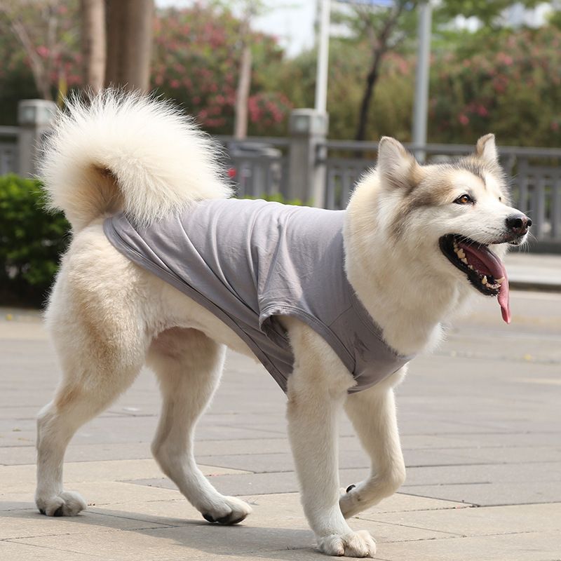 Cotton Pet Vest for Dogs and Cats Pure cotton vest pure gray L bust 45 back length 32cm