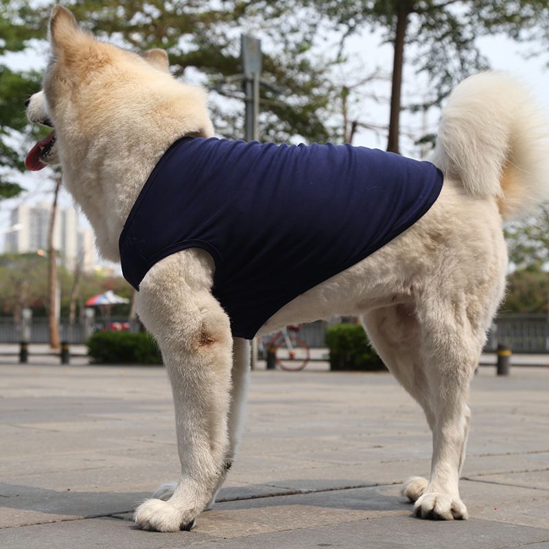 Cotton Pet Vest for Dogs and Cats Pure cotton vest pure navy blue L bust 45 back length 32cm