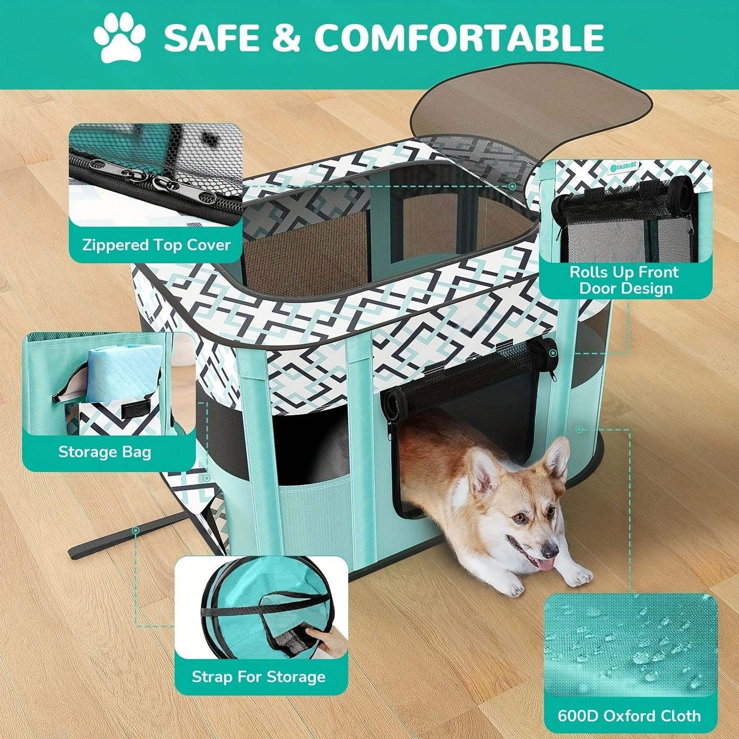 Foldable Pet Playpen for Cats and Small Dogs, Portable Puppy Exercise Cage, Indoor Pet Enclosure with Breathable Mesh, Perfect for Travel, Camping, and Outdoor Use as a Cat Whelping Box or Kitten Play Area (M, Purple)