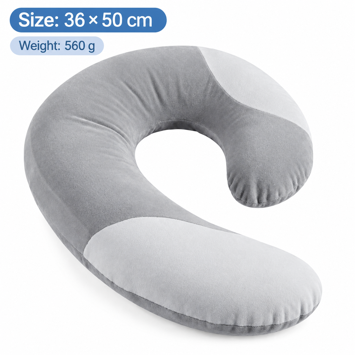 Additional product view: U-Shaped Plush Pet Sleep Support Pillow, Gray and White