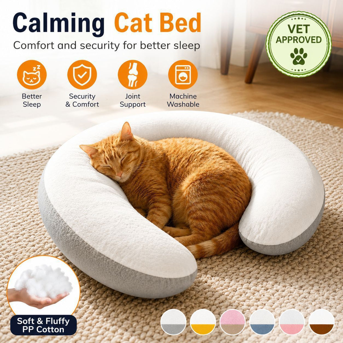 Additional product view: U-Shaped Plush Pet Sleep Support Pillow, Gray and White