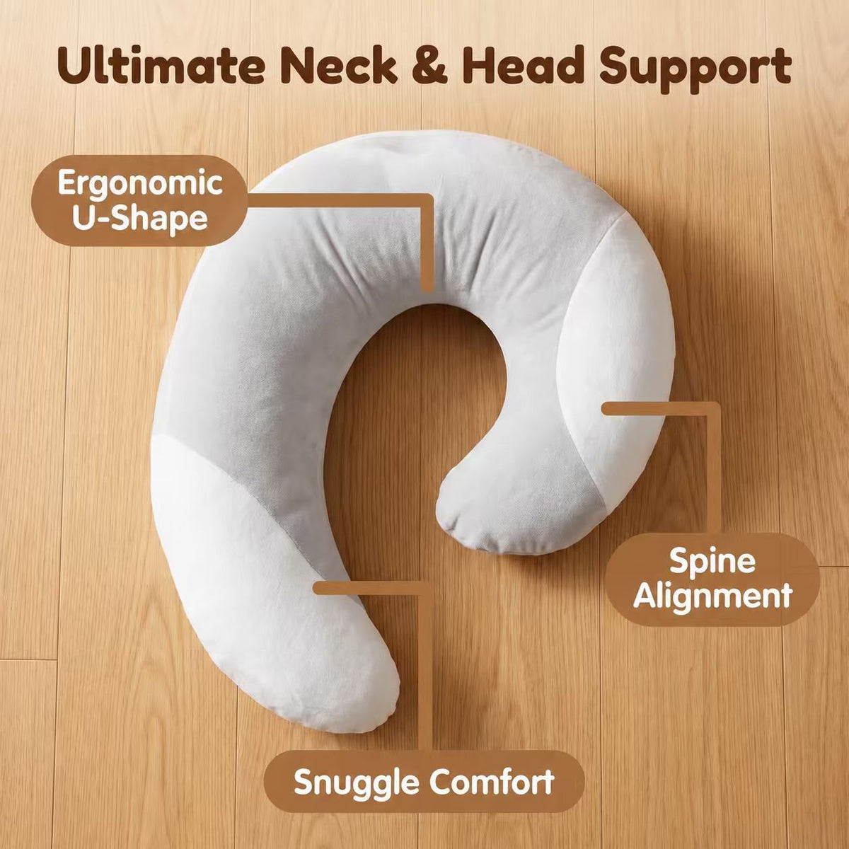 Additional product view: U-Shaped Plush Pet Sleep Support Pillow, Gray and White