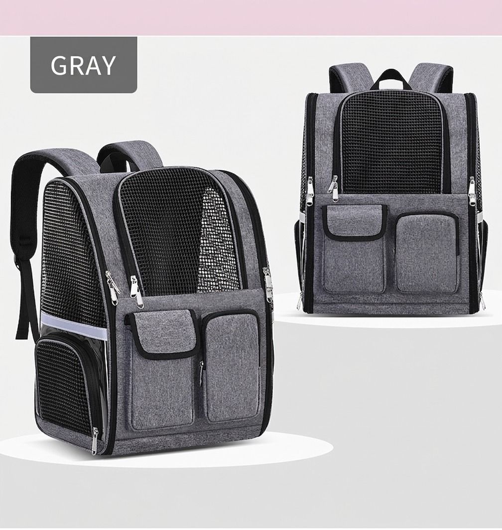 Pet Carrier Backpack for Travel, Hiking, and Vet Visits – Breathable Mesh Design with Reflective Safety Strips, Ideal for Cats and Small Dogs, Hands-Free Convenience for Outdoor Adventures (Navy)