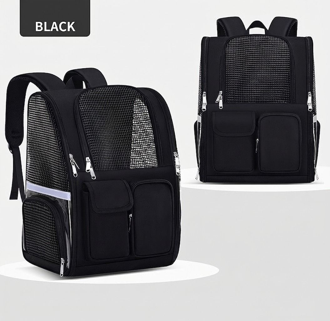 Pet Carrier Backpack for Travel, Hiking, and Vet Visits – Breathable Mesh Design with Reflective Safety Strips, Ideal for Cats and Small Dogs, Hands-Free Convenience for Outdoor Adventures (Navy)