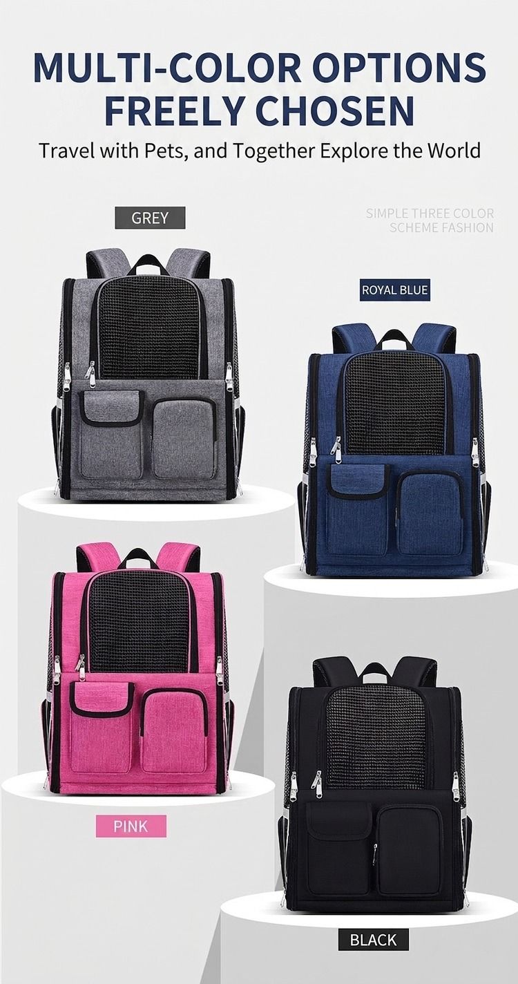 Pet Carrier Backpack for Travel, Hiking, and Vet Visits – Breathable Mesh Design with Reflective Safety Strips, Ideal for Cats and Small Dogs, Hands-Free Convenience for Outdoor Adventures (Navy)