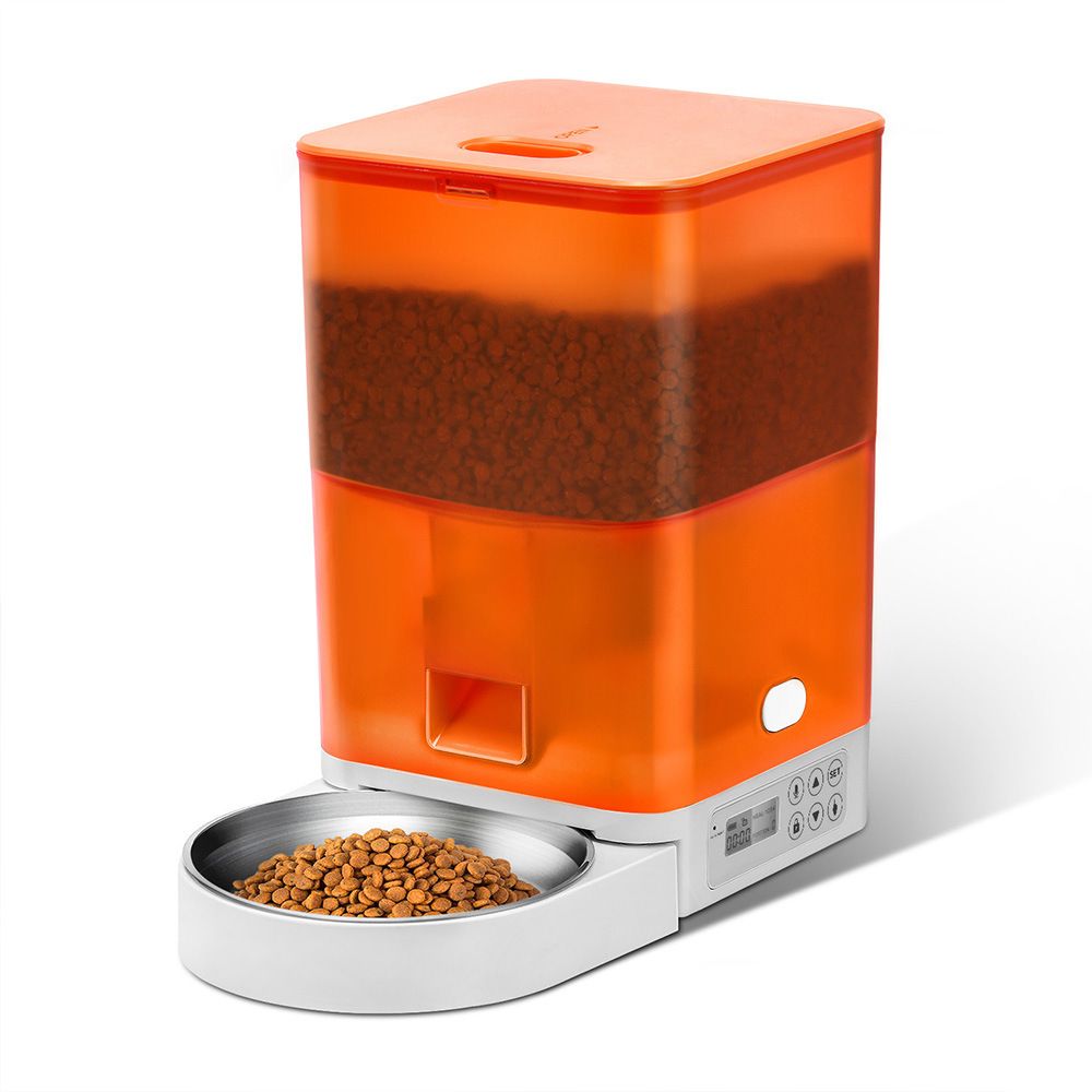Smart Pet Feeder with WiFi and Button Control, 4L Automatic Cat and Dog Food Dispenser with Removable Stainless Steel Bowl, Ideal for Busy Owners, Travel, and Home Use (Cyan, Button Version)
