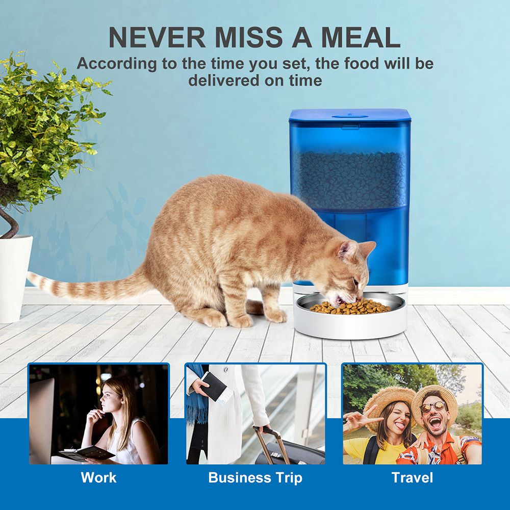 Smart Pet Feeder with WiFi and Button Control, 4L Automatic Cat and Dog Food Dispenser with Removable Stainless Steel Bowl, Ideal for Busy Owners, Travel, and Home Use (Grey, WIFI Version)