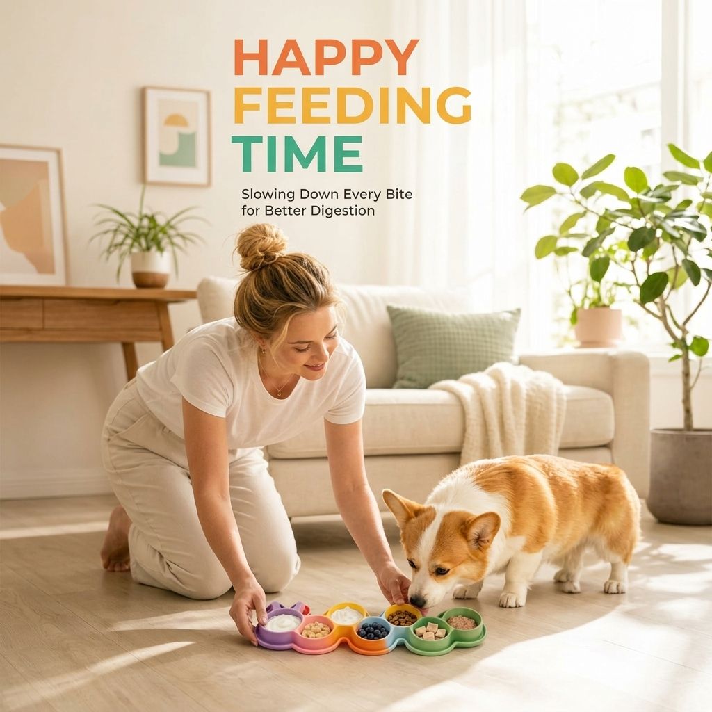 Interactive Slow Feeder Mat for Cats and Dogs – 7-Compartment Silicone Lick Mat with Textured Patterns, Non-Slip Eating Tray for Anxiety Relief, Digestive Health, and Mess-Free Meals at Home (MultiColor B)