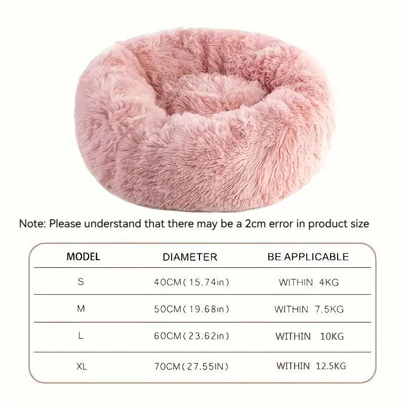 Plush Pet Nest Soft Donut Cat Bed – Cozy Round Couch for Cats and Small Dogs, Comfortable Sleeping Spot for Warmth and Deep Sleep, Suitable for Indoor Home Use (L, Green)