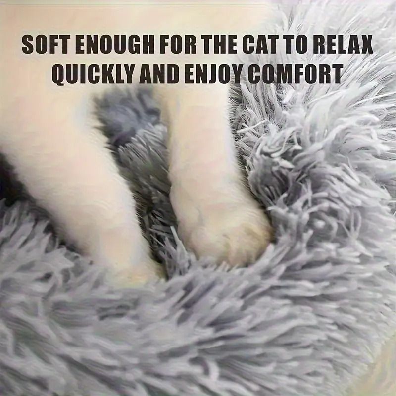 Plush Pet Nest Soft Donut Cat Bed – Cozy Round Couch for Cats and Small Dogs, Comfortable Sleeping Spot for Warmth and Deep Sleep, Suitable for Indoor Home Use (S, Green)