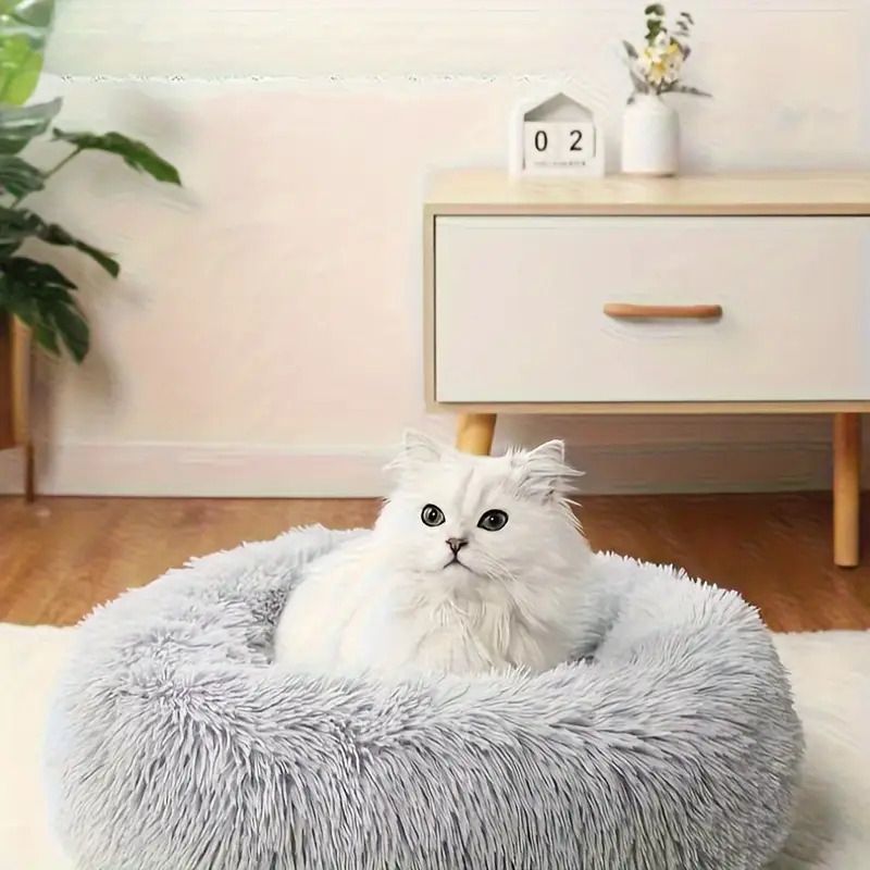 Plush Pet Nest Soft Donut Cat Bed – Cozy Round Couch for Cats and Small Dogs, Comfortable Sleeping Spot for Warmth and Deep Sleep, Suitable for Indoor Home Use (XL, Green)