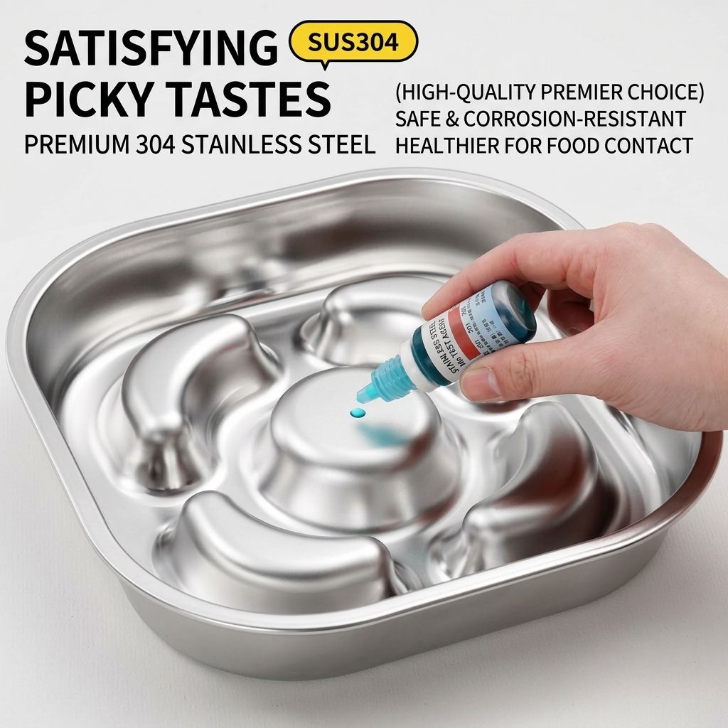 Slow-Feed Stainless Steel Pet Bowl with Raised Baffle Design for Cats and Dogs, Anti-Gulp Flat Wide Dish, Easy-Clean Durable Feeding Solution for Home Pet Meals (Silver)