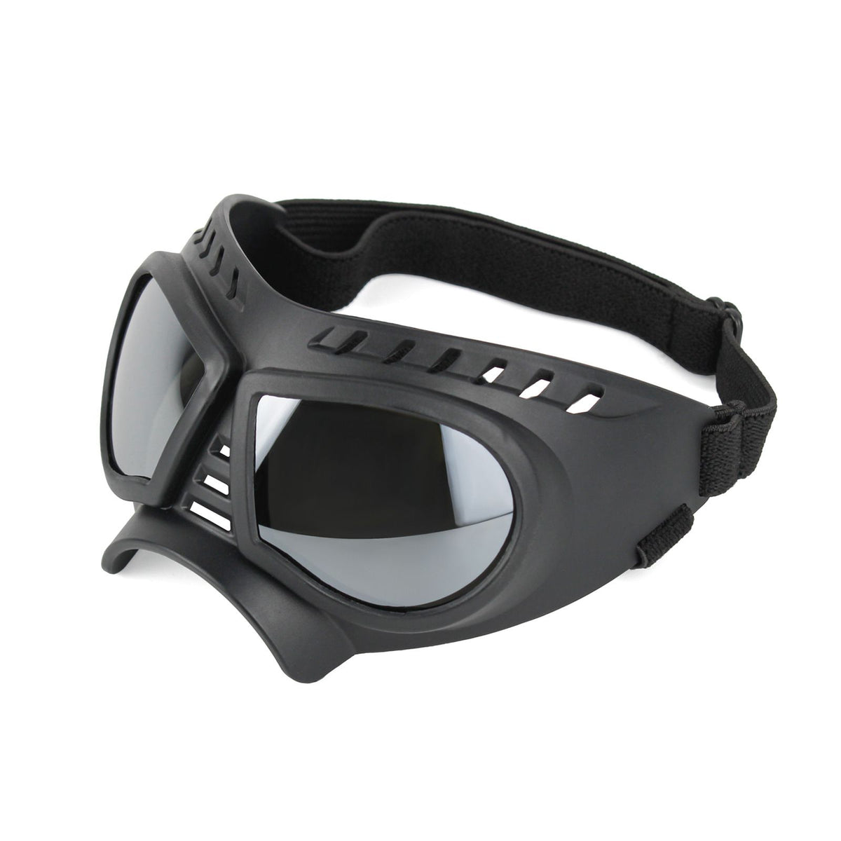 Small Dog Goggles with Soft Frame and Adjustable Strap, Colorful Coated Lens Pet Sunglasses for Car Rides Outdoor Activities Windproof Protection (Silver)