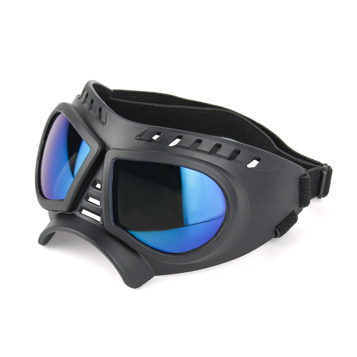 Small Dog Goggles with Soft Frame and Adjustable Strap, Colorful Coated Lens Pet Sunglasses for Car Rides Outdoor Activities Windproof Protection (Silver)