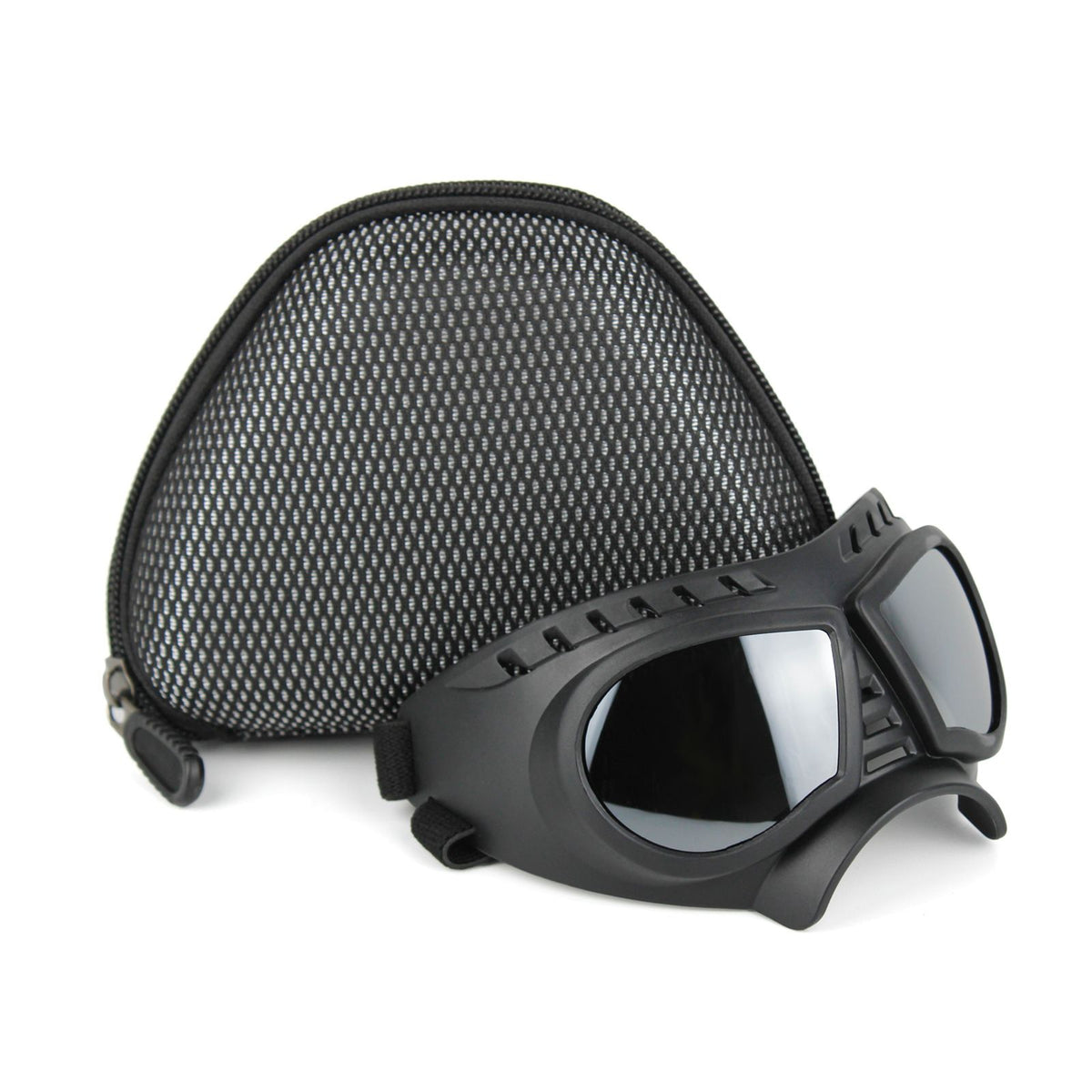 Small Dog Goggles with Soft Frame and Adjustable Strap, Colorful Coated Lens Pet Sunglasses for Car Rides Outdoor Activities Windproof Protection (Silver)