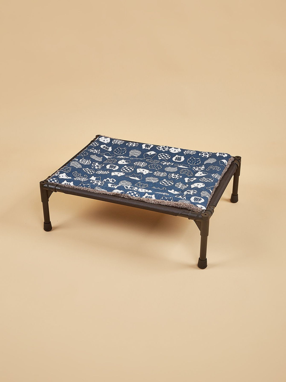 Additional product view: Yellow Elevated Pet Cot with Canopy and Plush Mat