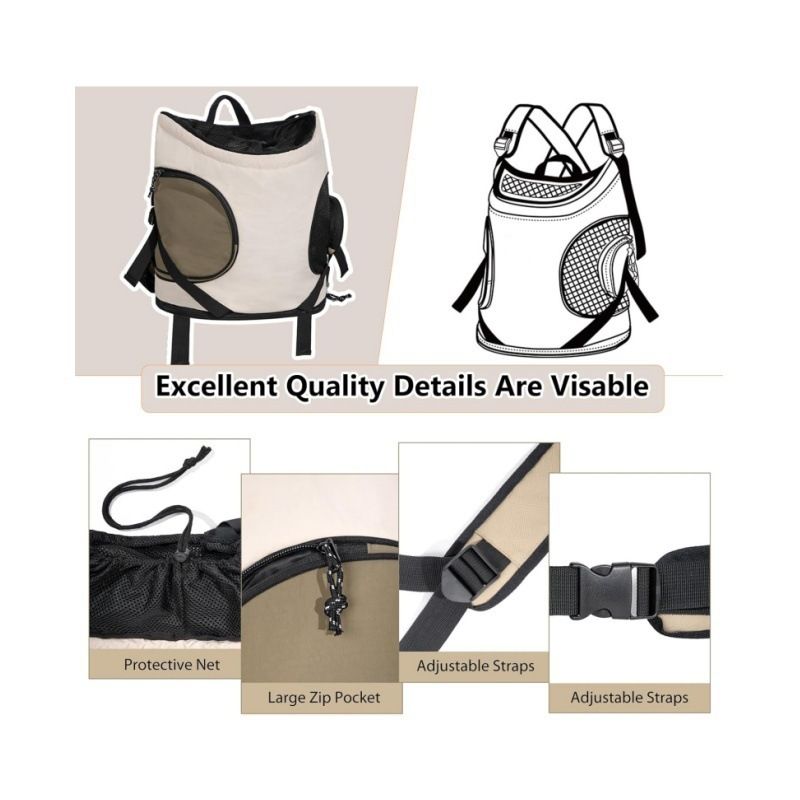 Versatile Front-Facing Pet Carrier Backpack with Breathable Mesh and Safety Leash for Small Cats and Dogs, Ideal for Outdoor Walks, Travel, and Daily Adventures (Black)