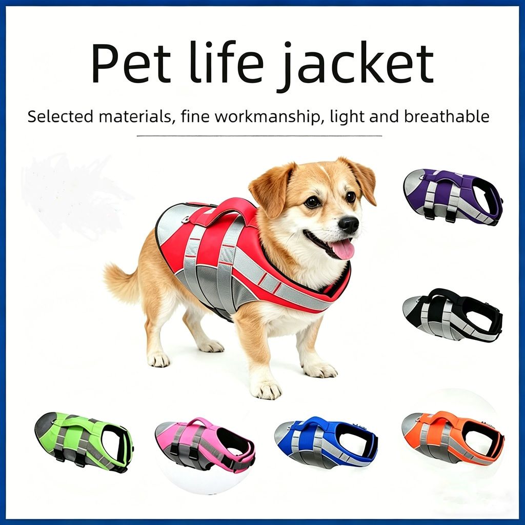 Dog Life Jacket Pet Swim Vest with Rescue Handle Reflective Strips Adjustable Quick Release Buckle for Beach River Lake Boating and Water Play Safety (S, Red)