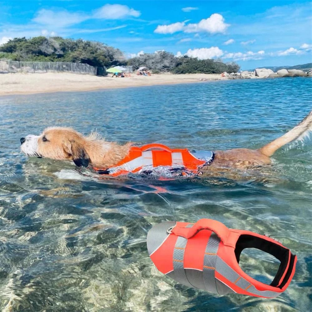 Dog Life Jacket Pet Swim Vest with Rescue Handle Reflective Strips Adjustable Quick Release Buckle for Beach River Lake Boating and Water Play Safety (S, Red)