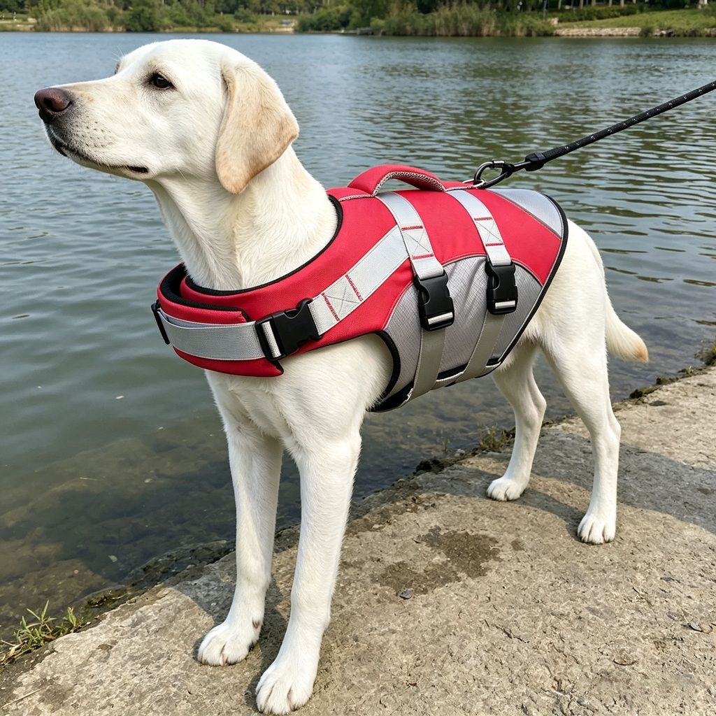Dog Life Jacket Pet Swim Vest with Rescue Handle Reflective Strips Adjustable Quick Release Buckle for Beach River Lake Boating and Water Play Safety (S, Red)