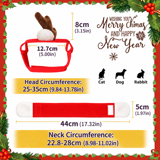 Additional product view: Christmas Reindeer Antler Headband and Scarf Set for Small Pets, Festive Holiday Photo Prop Accessory
