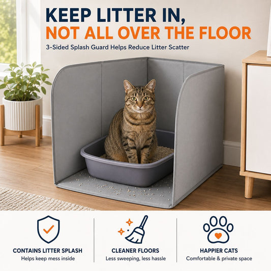 Gray Foldable Cat Litter Splash Guard shown in the product image