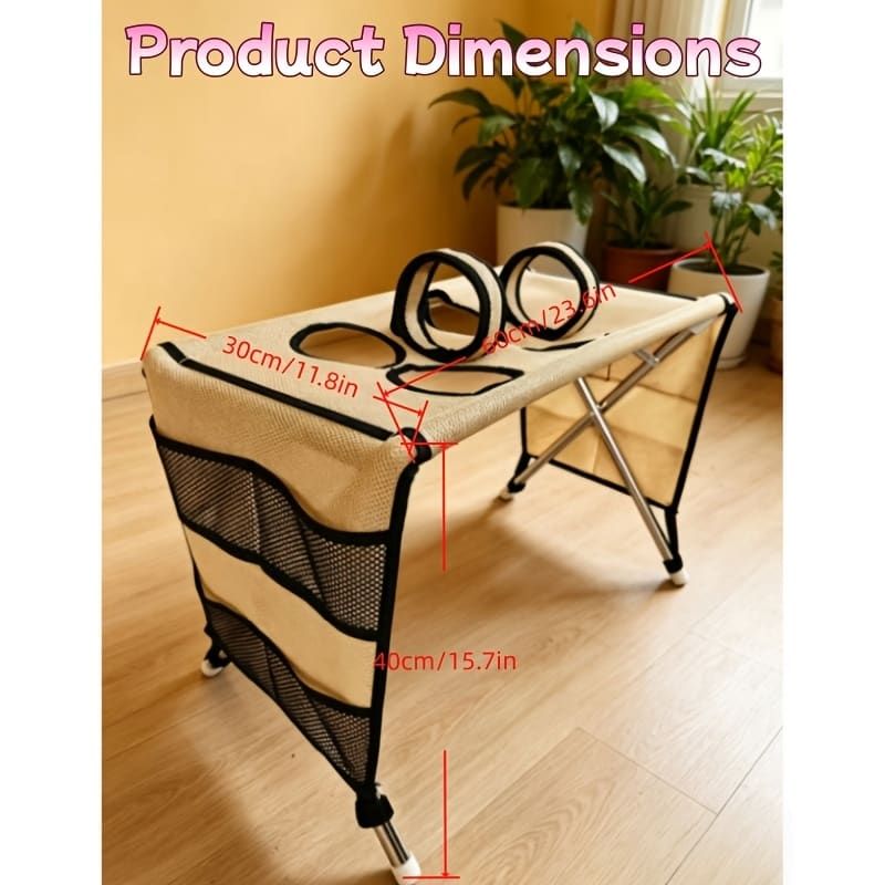 Foldable Pet Grooming Table for Cats and Small Dogs, Multi-functional Care Station with Mesh Bed, Storage Pockets, and Adjustable Restraint Straps for Nail Trimming, Hair Brushing, Bathing, and Ear Cleaning (Pink)