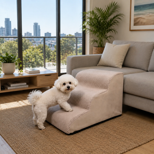 Product photo: Foam Pet Stairs with Washable Cover, 2-Step Beige