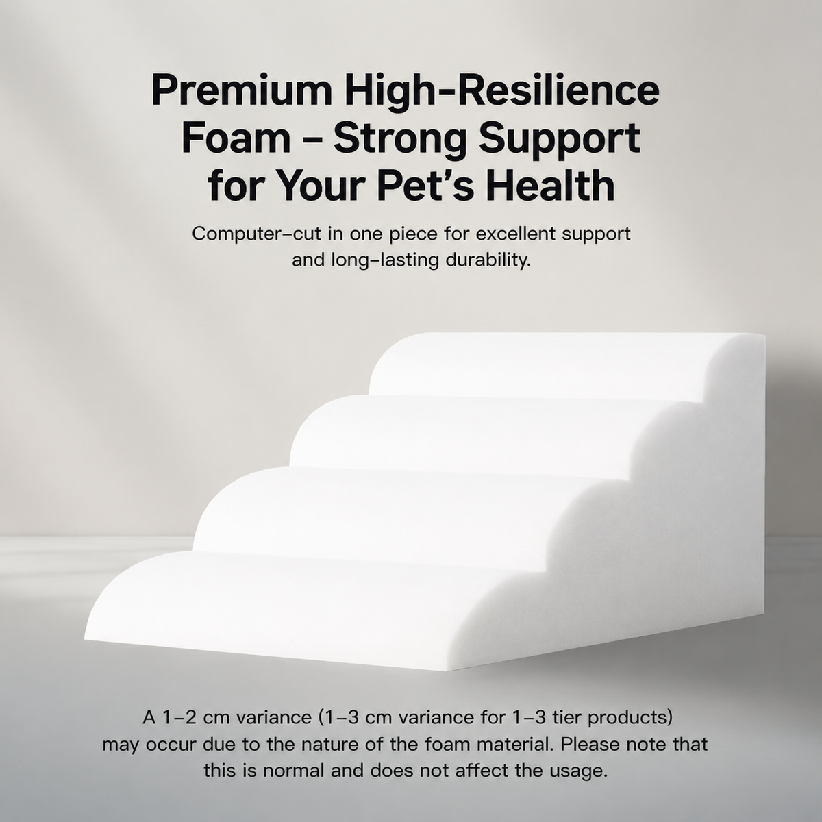 Orthopedic Foam Pet Stairs with Washable Cover – Safe 2, 3, & 4 Tier Dog Ramp for Bed & Couch Access, Gentle Slope for Puppies, Small Breeds, and Senior Pets Needing Joint Relief (Beige, 2Tier)