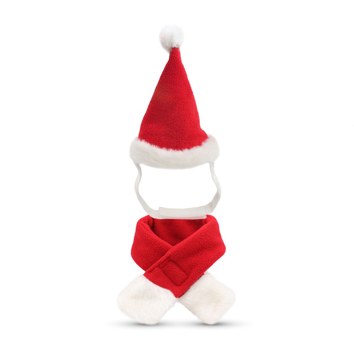 Christmas Pet Costume Set with Reindeer Antler Headband Santa Hat Scarf and Cape for Small Cats and Dogs Holiday Photo Outfit (Cape+Antlers+Hat+Scarf)