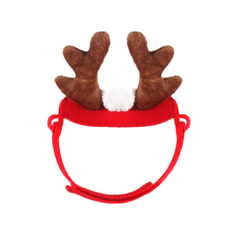 Christmas Pet Costume Set with Reindeer Antler Headband Santa Hat Scarf and Cape for Small Cats and Dogs Holiday Photo Outfit (Cape+Antlers+Hat+Scarf)