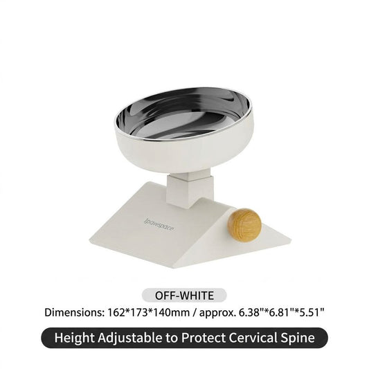 Elevate Your Cat’s Dining Experience with an Adjustable Anti-Slip Feeding Bowl, Featuring a Durable Stainless Steel Inner Liner and Three-Level Height Settings for Comfortable, Stable Mealtime Posture at Home. (White)