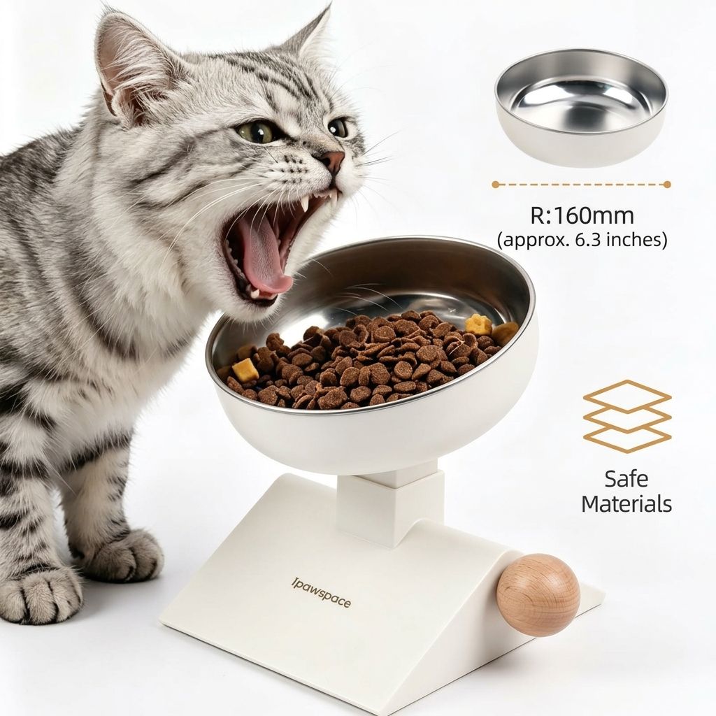 Elevate Your Cat’s Dining Experience with an Adjustable Anti-Slip Feeding Bowl, Featuring a Durable Stainless Steel Inner Liner and Three-Level Height Settings for Comfortable, Stable Mealtime Posture at Home. (White)