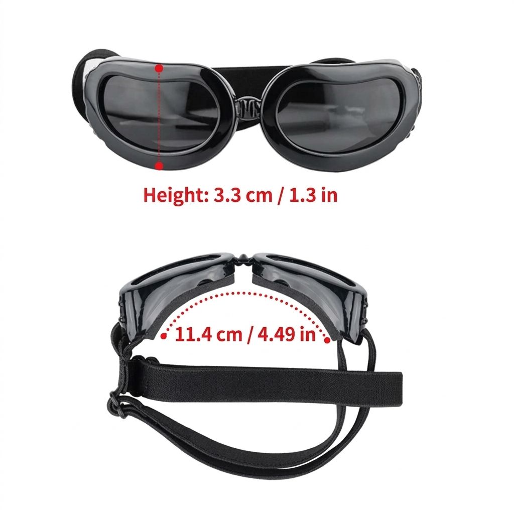 Foldable Pet Sunglasses for Small Dogs and Cats with UV Protection and Windproof Lens, Adjustable Elastic Strap Eye Wear for Car Rides, Outdoor Walks, Bike Rides and Photo Shoots (White)