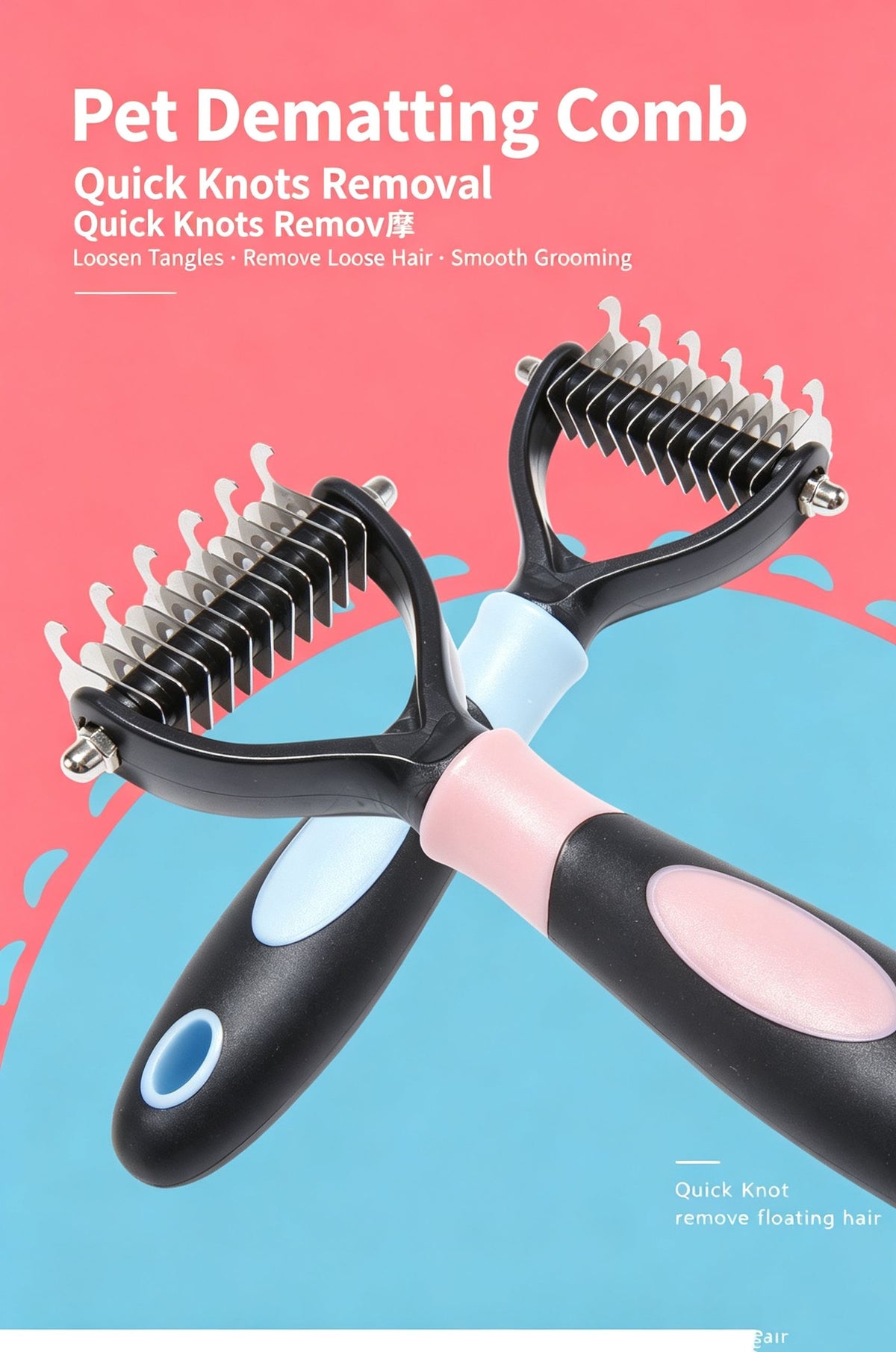 Pet Hair Removal Comb with Knot Brush