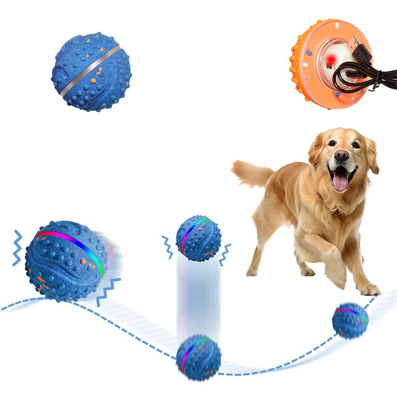 Pet Chewable Interactive Smart Bounce Ball,blue