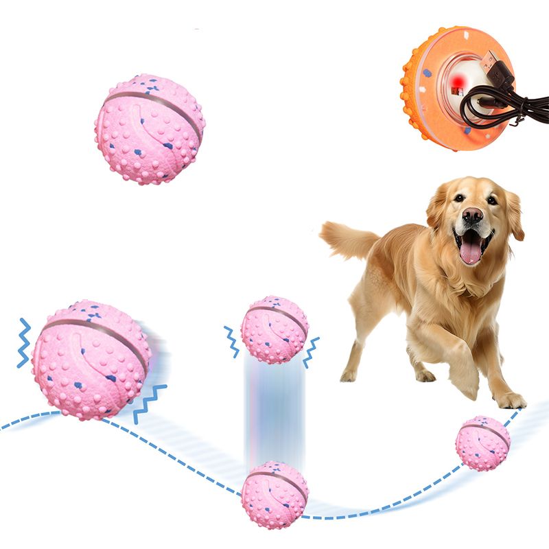 Pet Chewable Interactive Smart Bounce Ball,pink