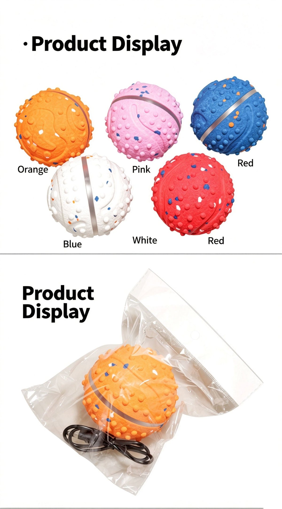 Pet Chewable Interactive Smart Bounce Ball,pink