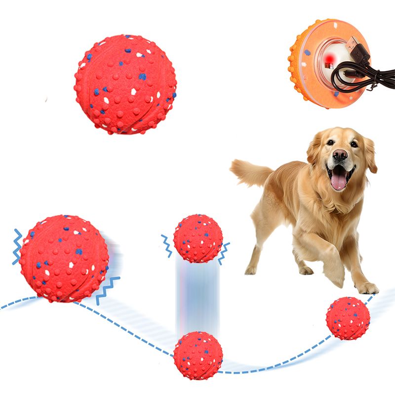 Pet Chewable Interactive Smart Bounce Ball,red