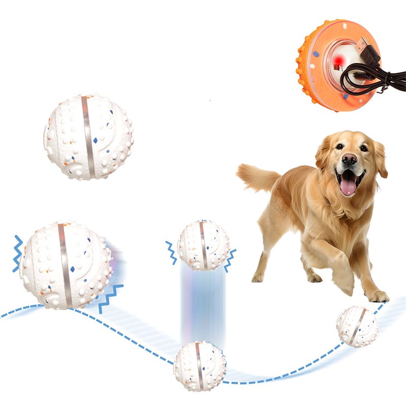 Pet Chewable Interactive Smart Bounce Ball,white