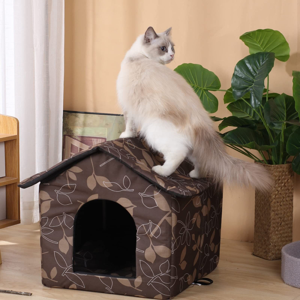 Cat Houses for Outdoor Cats,Feral Cats House,Weatherproof Warm and Insulated Cat House Stray Cats Shelter Shabby Chic,Small-Houses